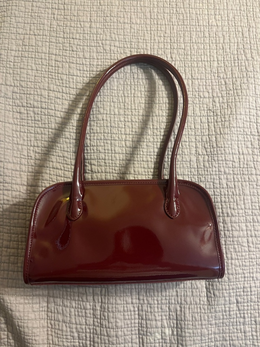 JCrew Factory Bowler Bag purse Patent Leather Shoulder Bag in Deep Burgundy